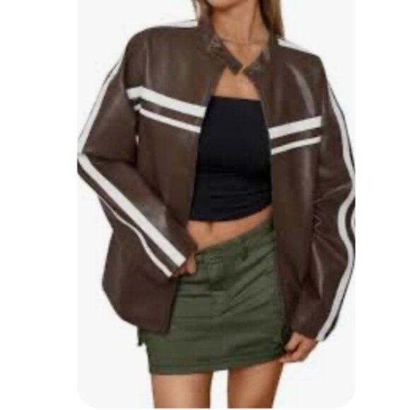 Oversize Brown Jacket Women Y2K Fashion Jacket Size Medium - Picture 13 of 13